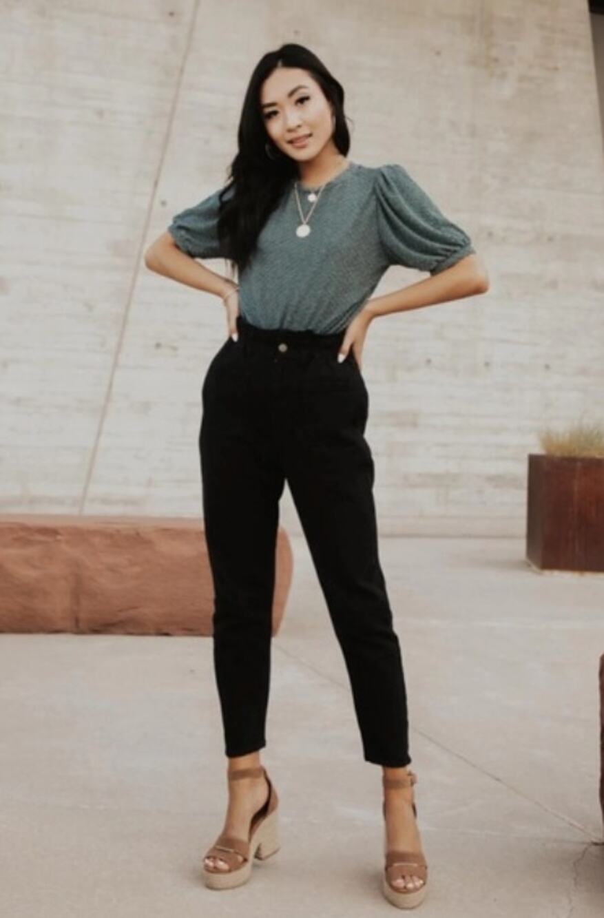 Bohme Kennedy High Waisted Paperbag Jeans Women's Small Black Denim Minimalist